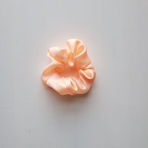 Peach satin scrunchie